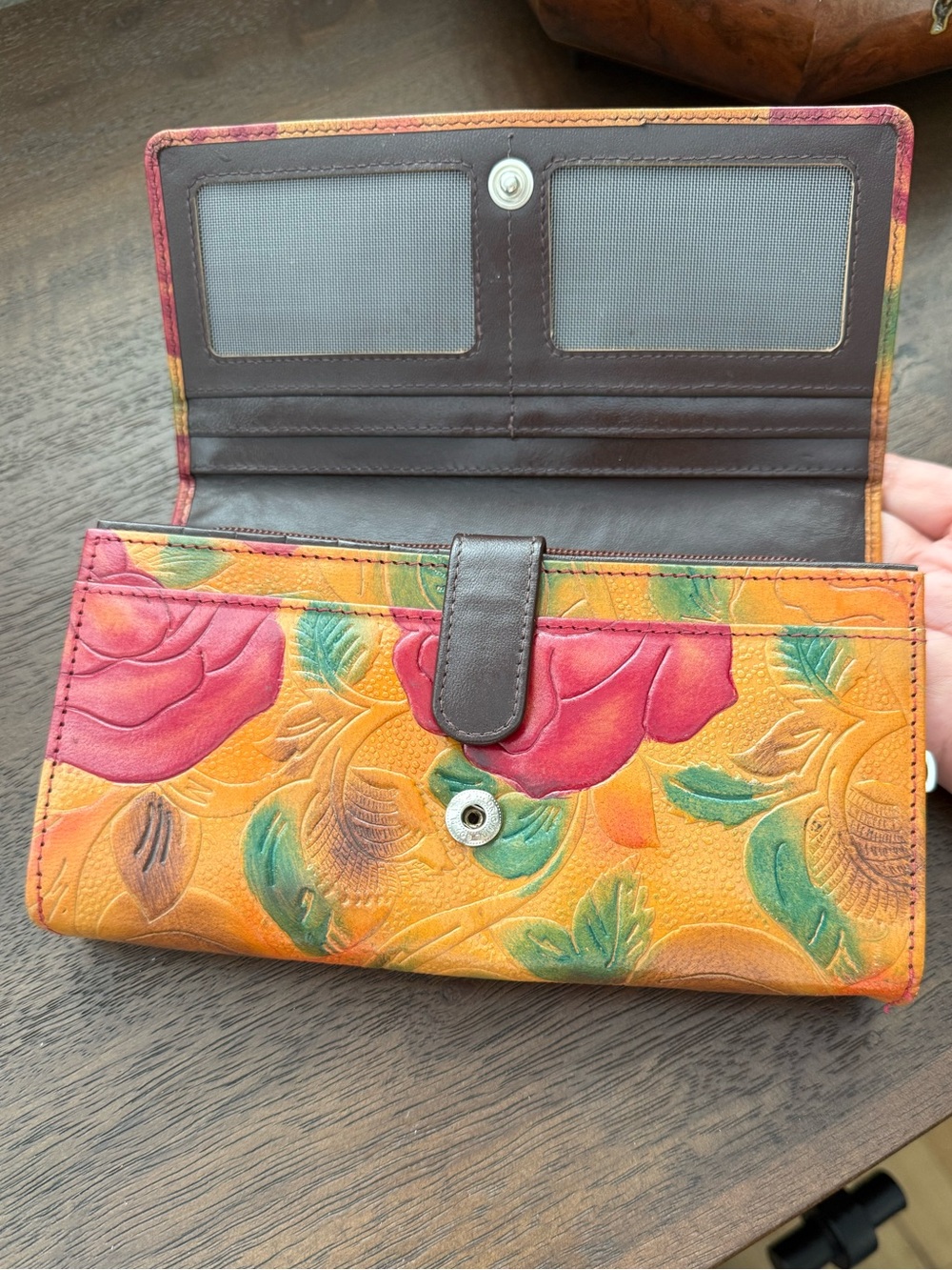 Genuine leather embossed multicolored large wallet by Cozy - Picture 8 of 11